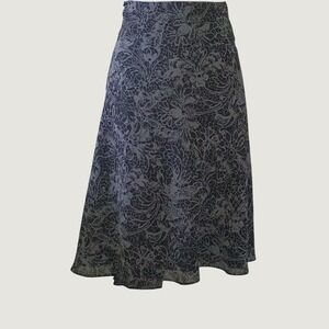Daisy Fuentes Woman Grey Black Floral Paisley Midi A-Line Skirt Plus Size 20W